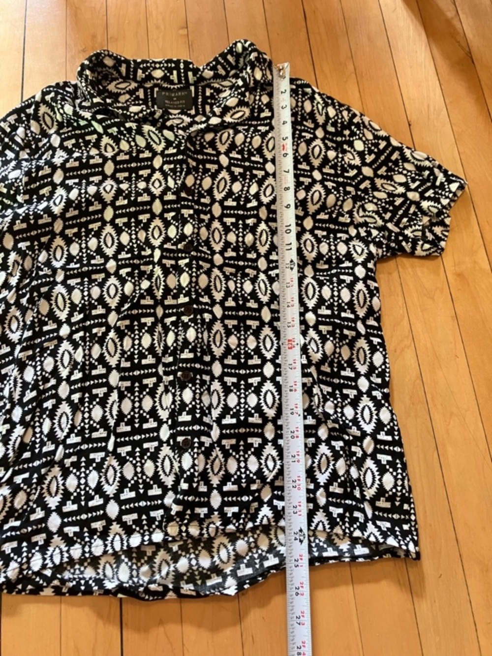 Primark Tribal Print Short Sleeve Button Down Summer Lightweight Shirt Medium - Picture 7 of 10